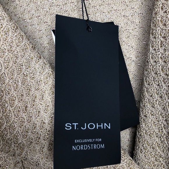 St. John Camel Melange moto zip shimmer blazer - Picture 6 of 8